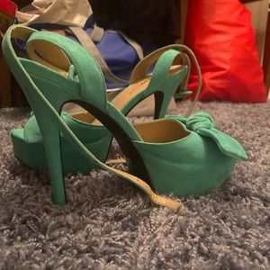 Just Fab Turqoise Bow High Heels
